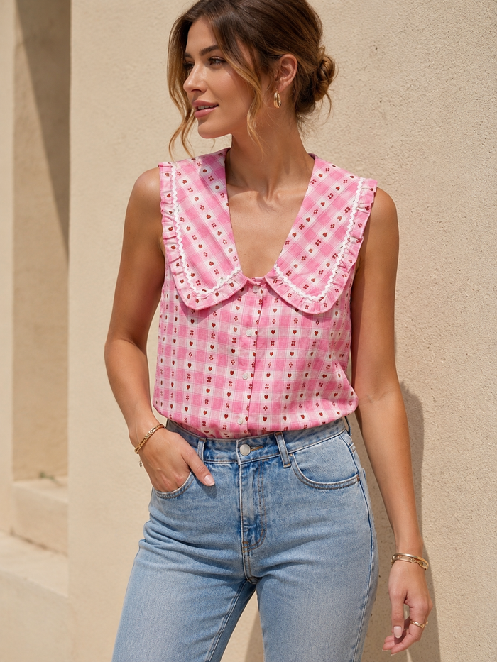 Rose Sleeveless Shirt (Pink)