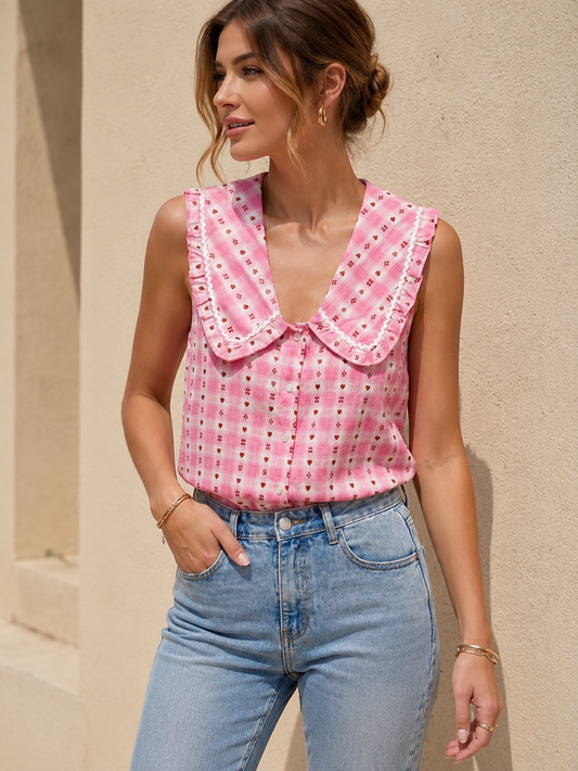 Rose Sleeveless Shirt (Pink)