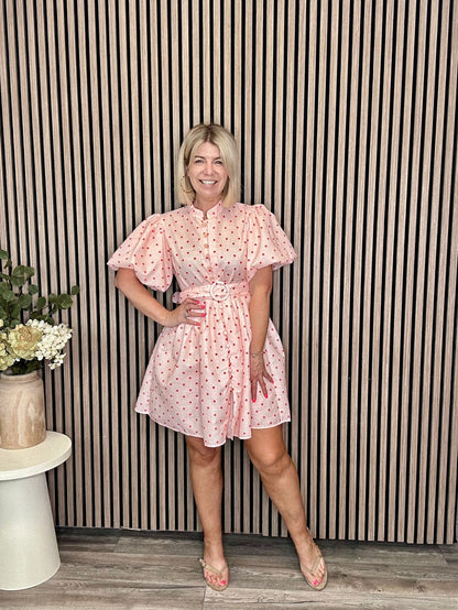 Rosette Mini Dress (Pink)