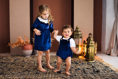 Royal Blue Velvet Romper