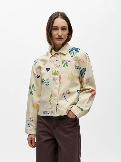 Sally Printed Denim Jacket (Humus)