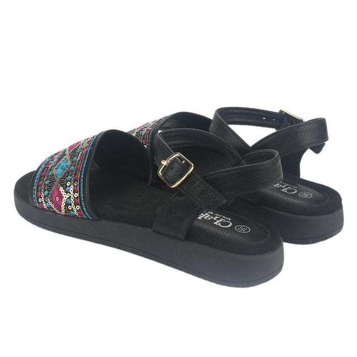 Sandalia Chalada Mujer Bira-2 Negro Casual Sandalias Taco Chalada
