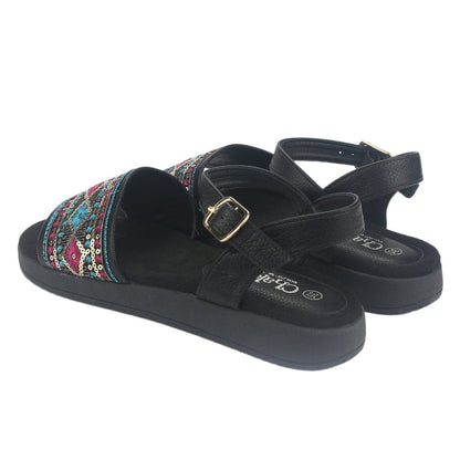 Sandalia Chalada Mujer Bira-2 Negro Casual Sandalias Taco Chalada