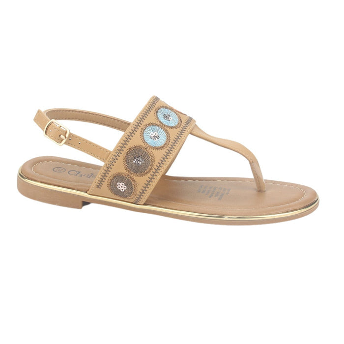 Sandalia Chalada Mujer Call-27 Camel Plana Sandalias Chalada