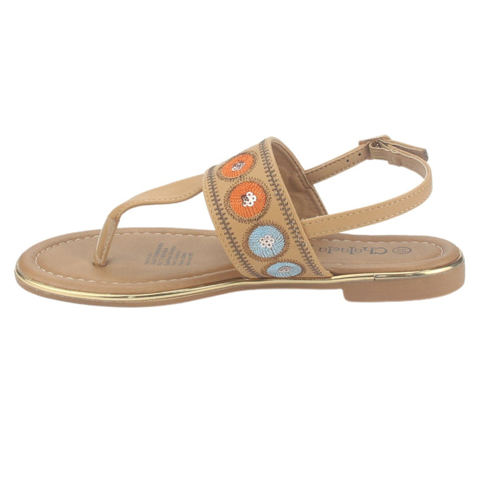 Sandalia Chalada Mujer Call-27 Camel Plana Sandalias Chalada