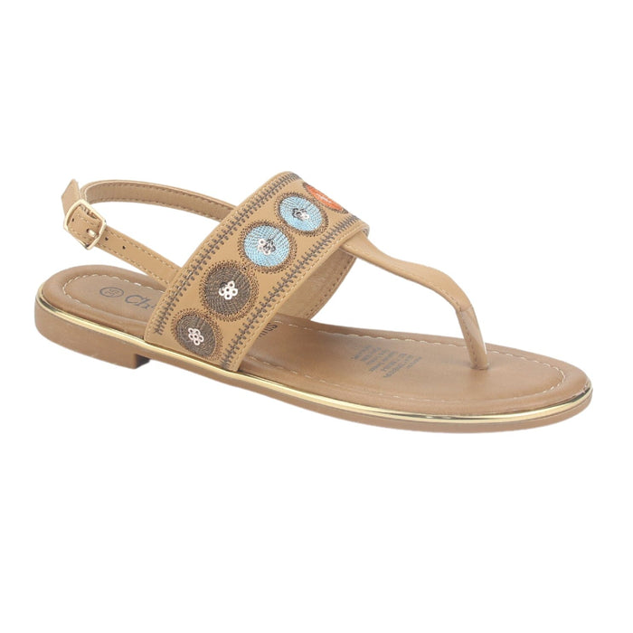 Sandalia Chalada Mujer Call-27 Camel Plana Sandalias Chalada