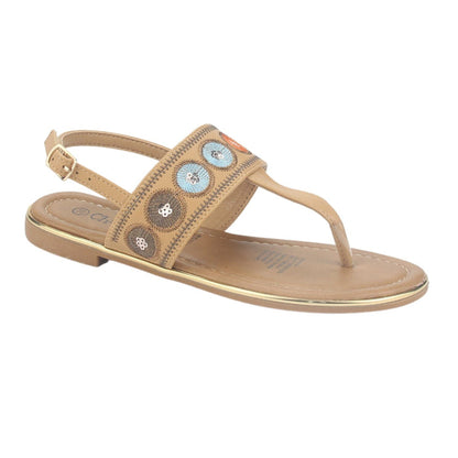 Sandalia Chalada Mujer Call-27 Camel Plana Sandalias Chalada