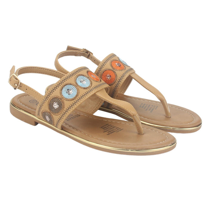 Sandalia Chalada Mujer Call-27 Camel Plana Sandalias Chalada