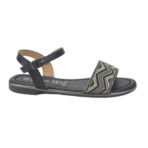 Sandalia Chalada Mujer Call-29 Negro Plana Sandalias Chalada