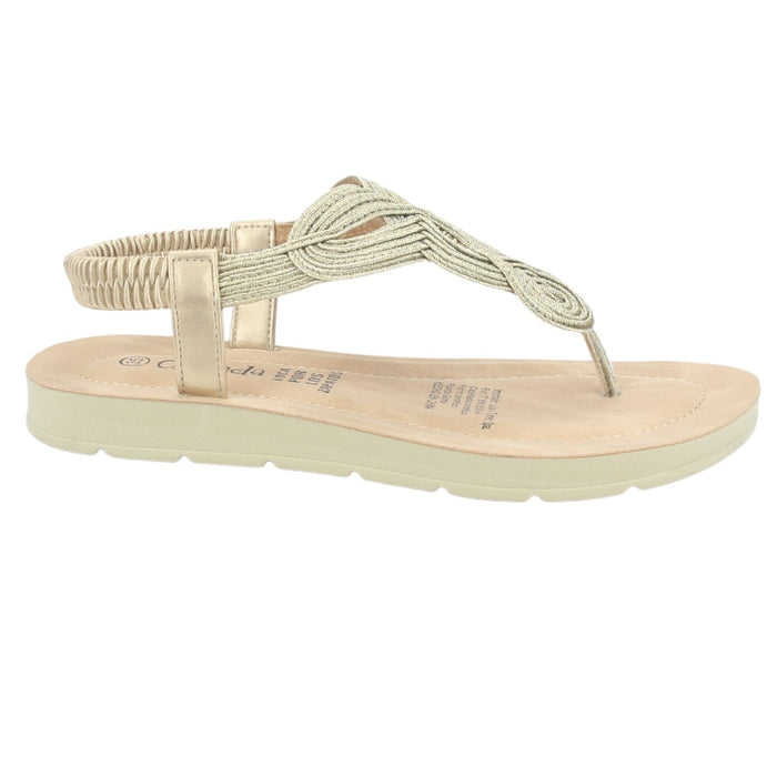 Sandalia Chalada Mujer Quina-1 Dorado Plano Sandalias Chalada