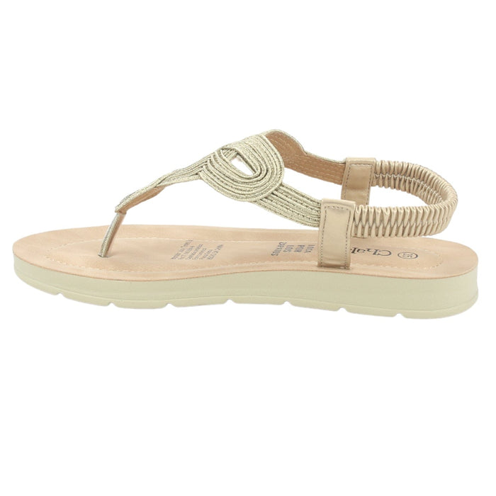 Sandalia Chalada Mujer Quina-1 Dorado Plano Sandalias Chalada