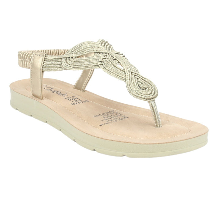 Sandalia Chalada Mujer Quina-1 Dorado Plano Sandalias Chalada