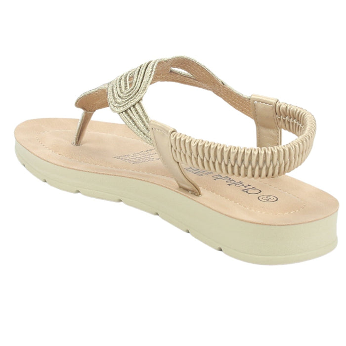 Sandalia Chalada Mujer Quina-1 Dorado Plano Sandalias Chalada