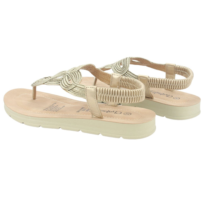Sandalia Chalada Mujer Quina-1 Dorado Plano Sandalias Chalada