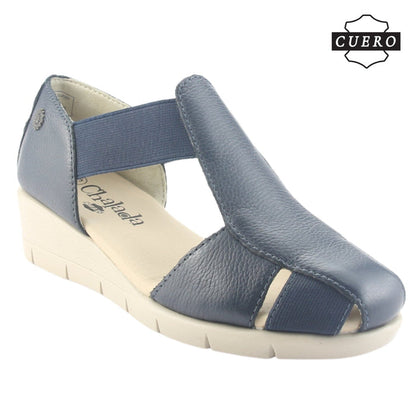 Sandalia de Cuero Chalada Mujer Calafate-3 Azul Casual Sandalias Chalada