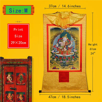 Saraswati - Tibetan thangka painting, view 5