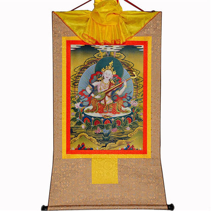 Saraswati - Tibetan thangka painting, view 8