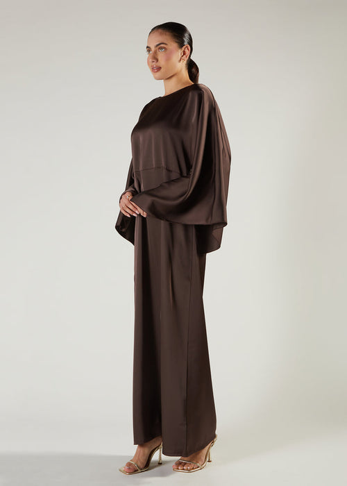 Satin Abaya Brown