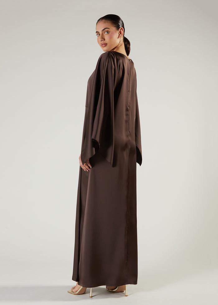 Satin Abaya Brown