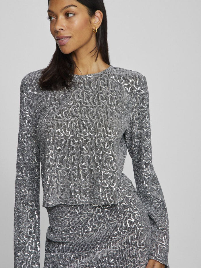 Savannah Glitter Crop Top (Silver)