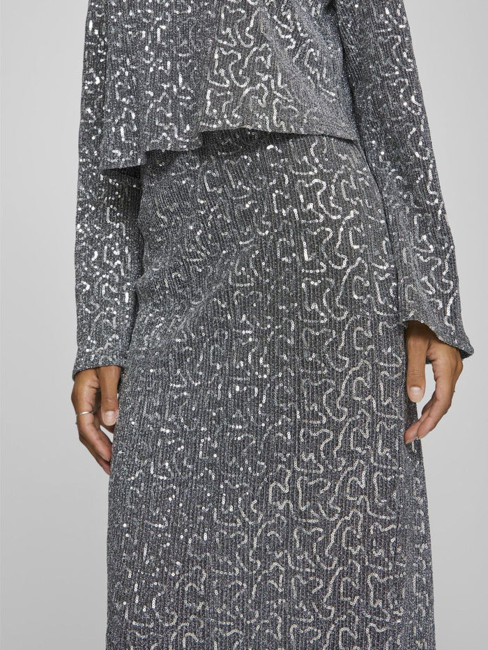 Savannah Glitter Maxi Skirt (Silver)