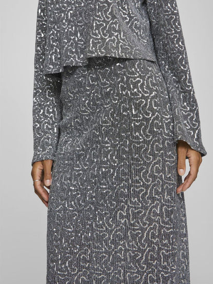 Savannah Glitter Maxi Skirt (Silver)