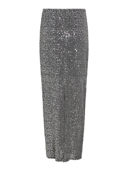 Savannah Glitter Maxi Skirt (Silver)