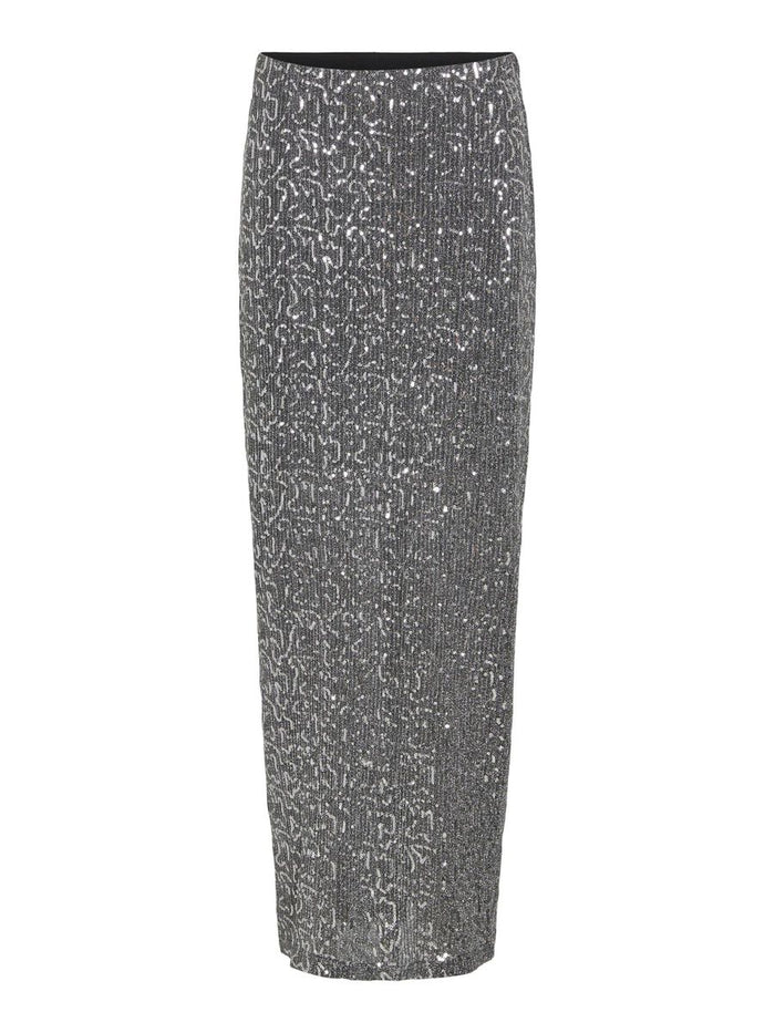 Savannah Glitter Maxi Skirt (Silver)