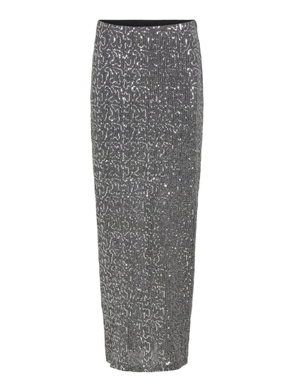 Savannah Glitter Maxi Skirt (Silver)