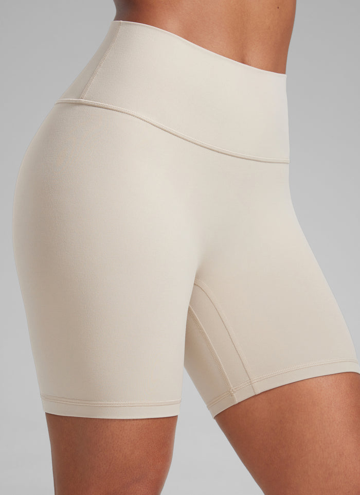 CRZ YOGA Butterlift Womens Scrunch Butt Biker Shorts 6'' No Front Seam Mojave Tan