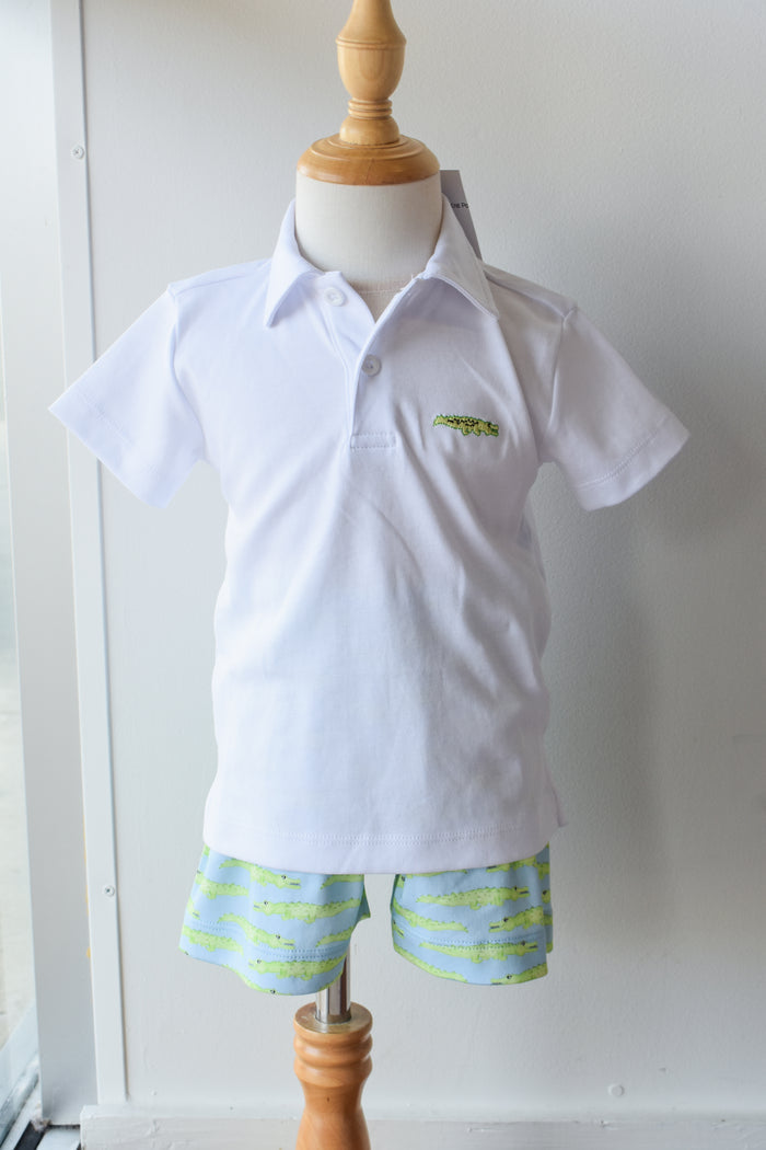 See Ya Later Alligator White Knit Polo