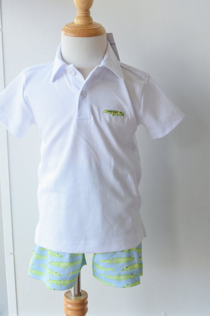See Ya Later Alligator White Knit Polo