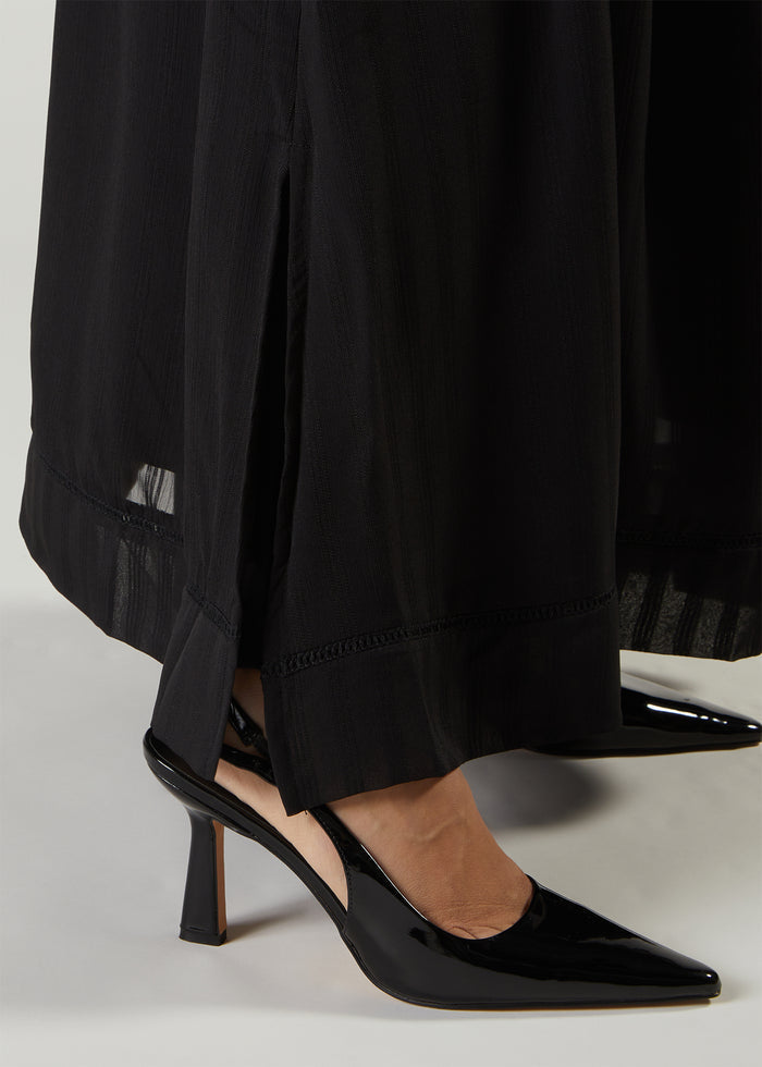 Self Stripes Abaya Black