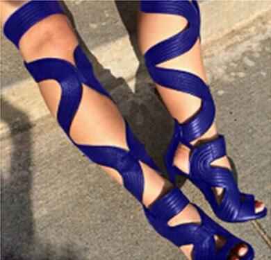 Sexy Open Toe Gladiator Sandals Boots Cut-Outs Lace Up