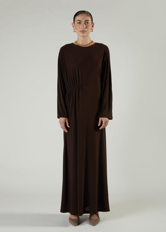 Side Pleat Abaya Chestnut
