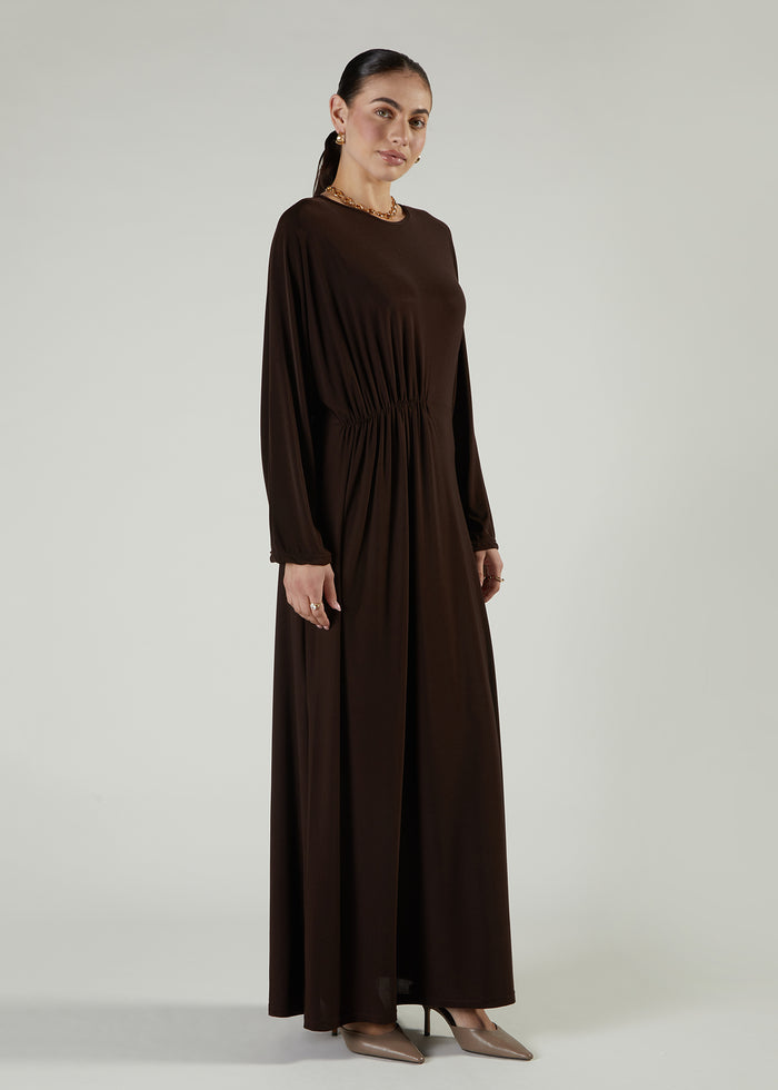 Side Pleat Abaya Chestnut