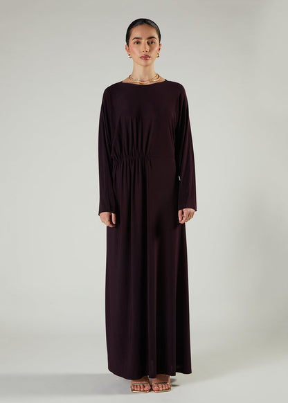 Side Pleat Abaya Plum