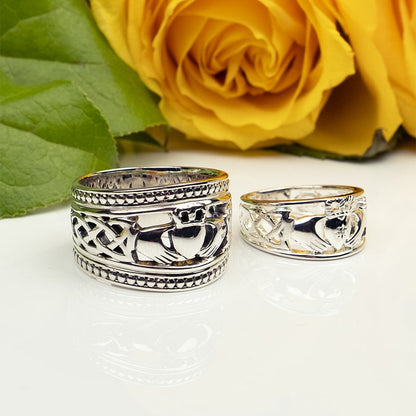 Silver Claddagh Diamond Ring