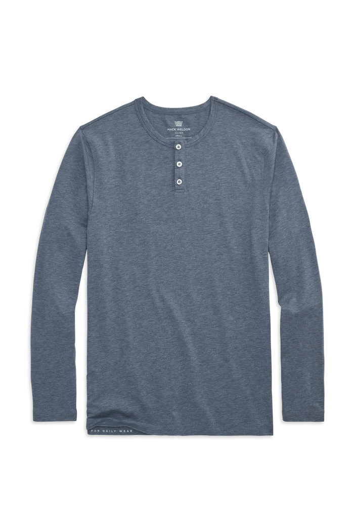 Moonlighting Heather | Front view of Silver Long Sleeve Henley in Moonlighting Heather