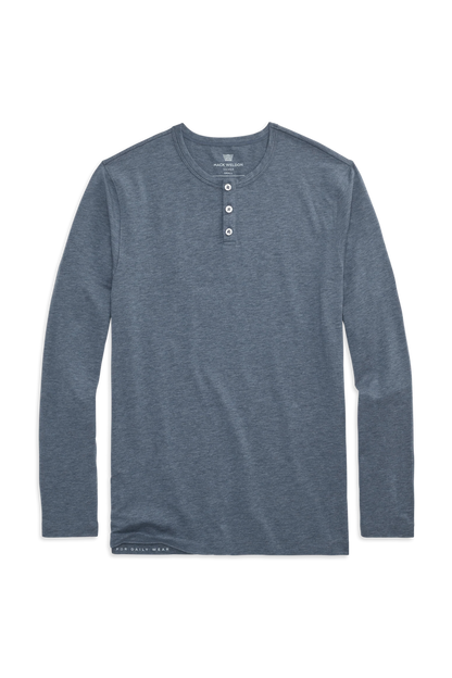 Moonlighting Heather | Front view of Silver Long Sleeve Henley in Moonlighting Heather