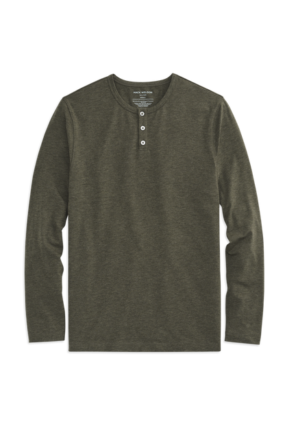 Sage Heather | Front view of Silver Long Sleeve Henley in Sage Heather