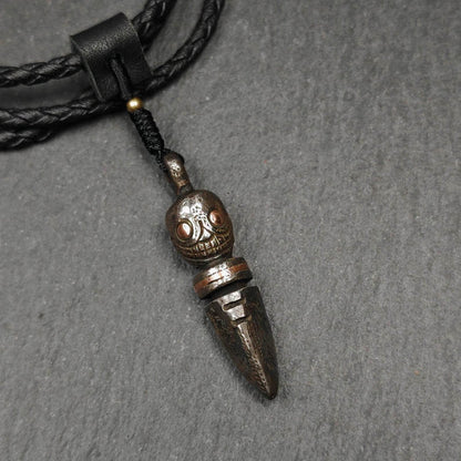 Skull Citipati Phurba Amulet,Kila,Kilaka Pendant - Tibetan Buddhist amulet, front view