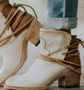 block heel slingback booties milky white PU ankle boot with contrast lace wrap and stitched upper for quiet luxury vibe