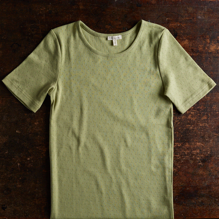 Smew Women's Top - Cotton Pointelle - Celadon