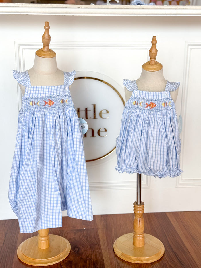Smocked Lizzy D Dress - Fish