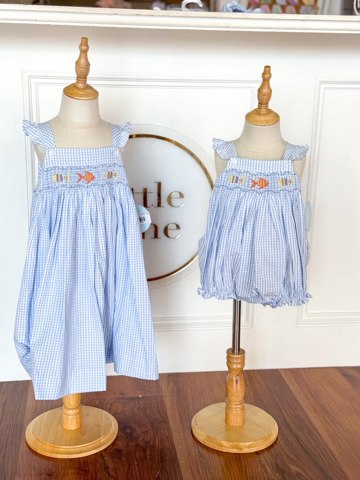 Smocked Lizzy D Dress - Fish