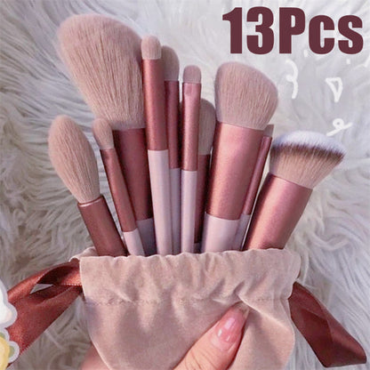 Soft Makeup Brushes - 13-Piece Set for Face, Eyes, Lips