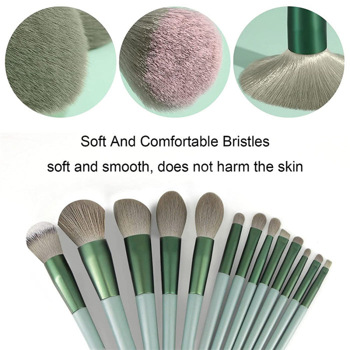 Soft Makeup Brushes - 13-Piece Set for Face, Eyes, Lips