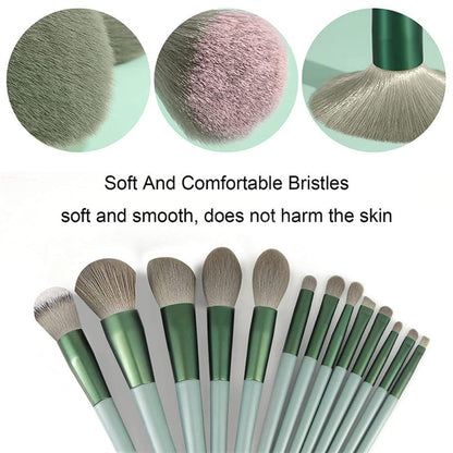 Soft Makeup Brushes - 13-Piece Set for Face, Eyes, Lips