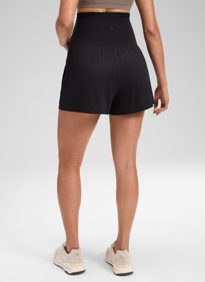 CRZ YOGA Women's Softretch Maternity A-Line Athletic Shorts 3'' Black